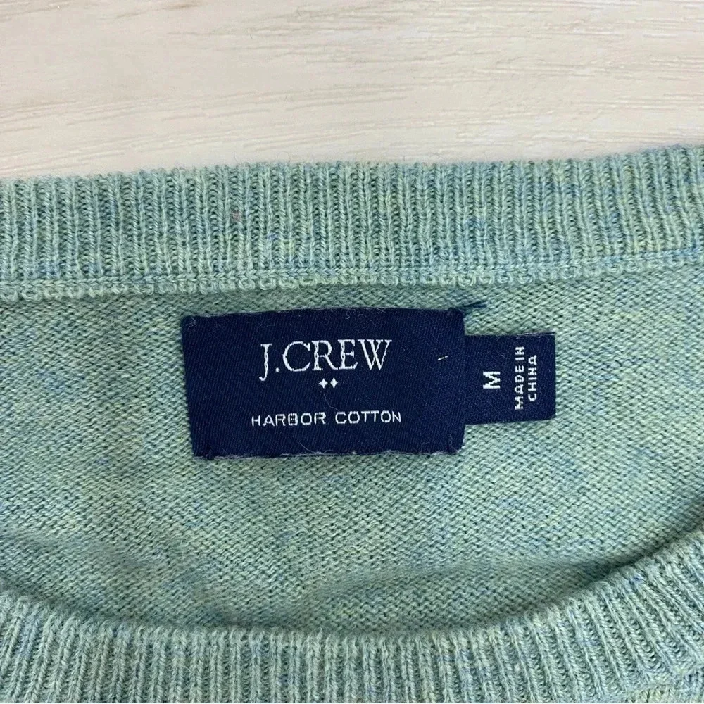 J.CREW Harbor Cotton Basic Green Sweater Merino blend Sz Medium